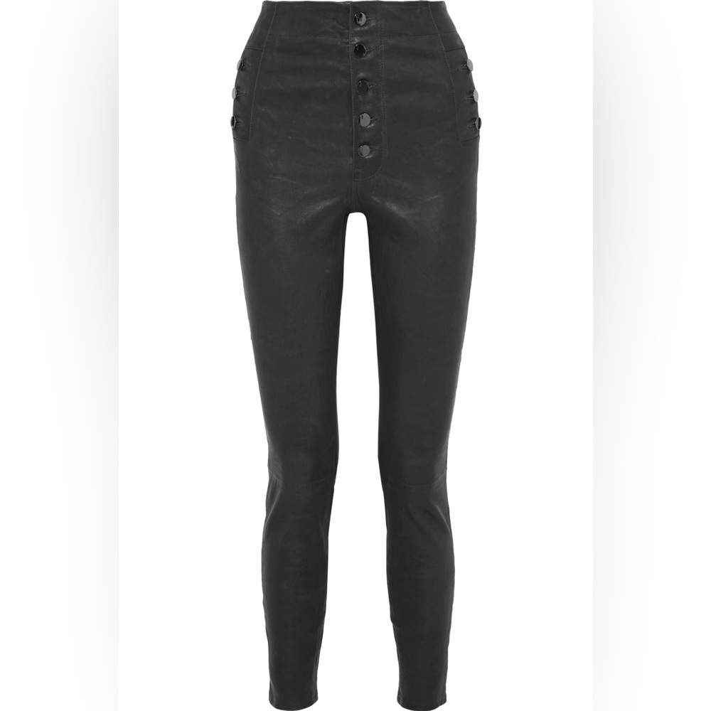 JBrand Natasha sky high super skinny leather pants in dark platinum.